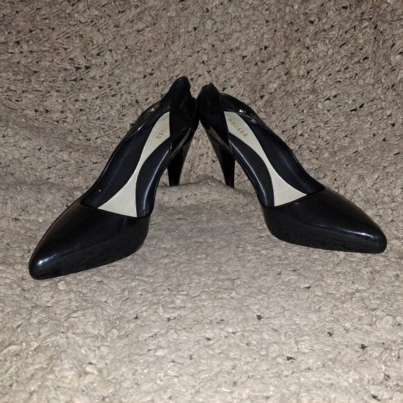 MELISSA-Classic Heel-Stiletto Cut Out Slingback-Black Pointed Toe-Sz 9-Near Mint - Picture 4 of 8